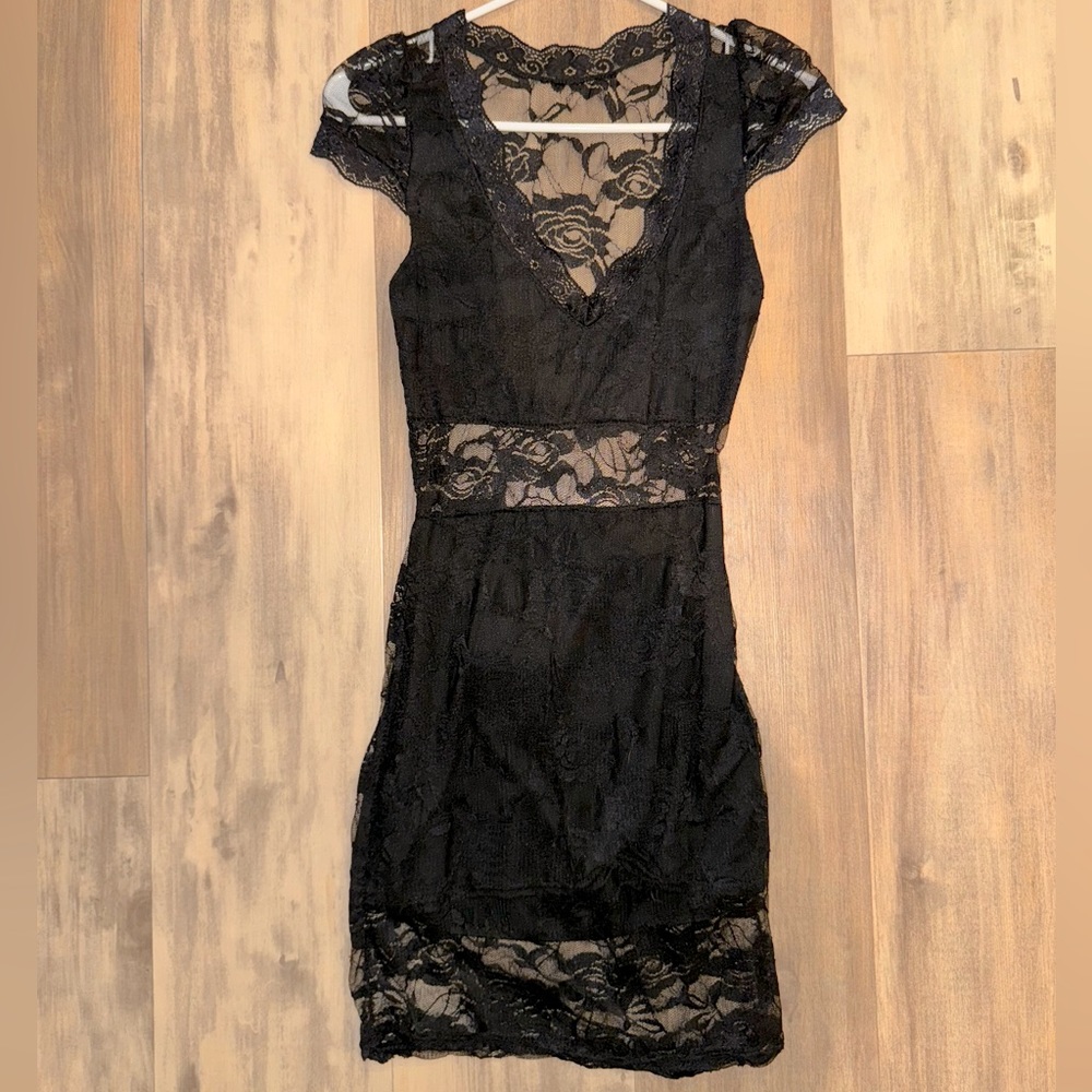 NEVER WORN Black mini dress no label size XS
